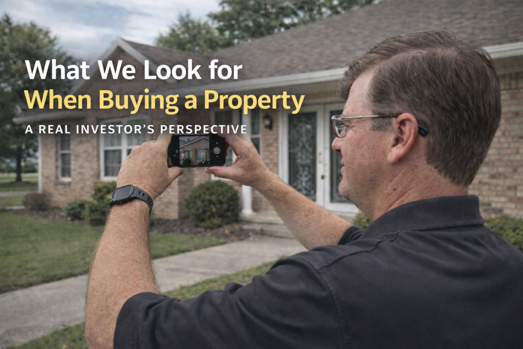 Donnie Weddle, real estate investor with Keller Williams Preferred, inspecting a home takes photos in Oklahoma